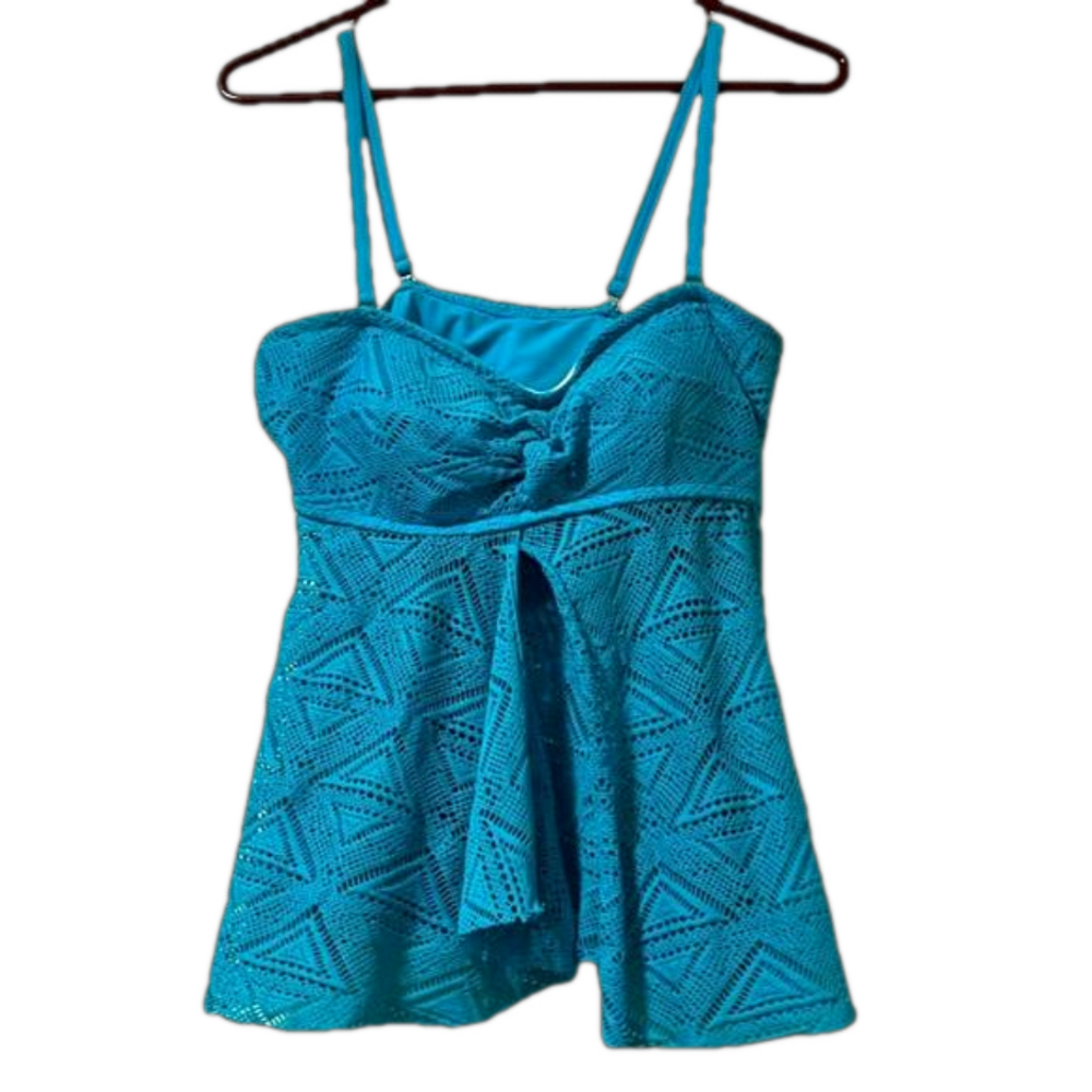 Bahia by Christina Blue Twist Front Bathing Suit Top Size L